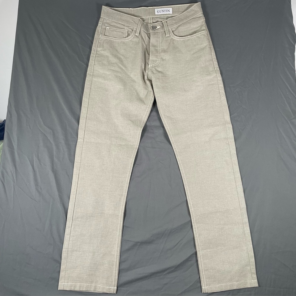Gustin Chino Pants Men's Size 31 Slim Fit Grey Business Casual Preppy Button Fly